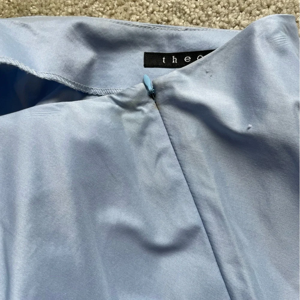Theory Baby Blue Ruched Admiral Crepe Maxi Skirt 6 Satin Lined Quiet Luxury